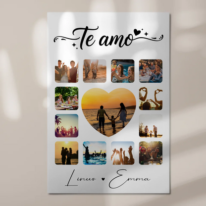 Magnetposter Fotoboard Für Paare 13 Fotos Te amo Liebe auf Spanisch Persönliches Geschenk 1