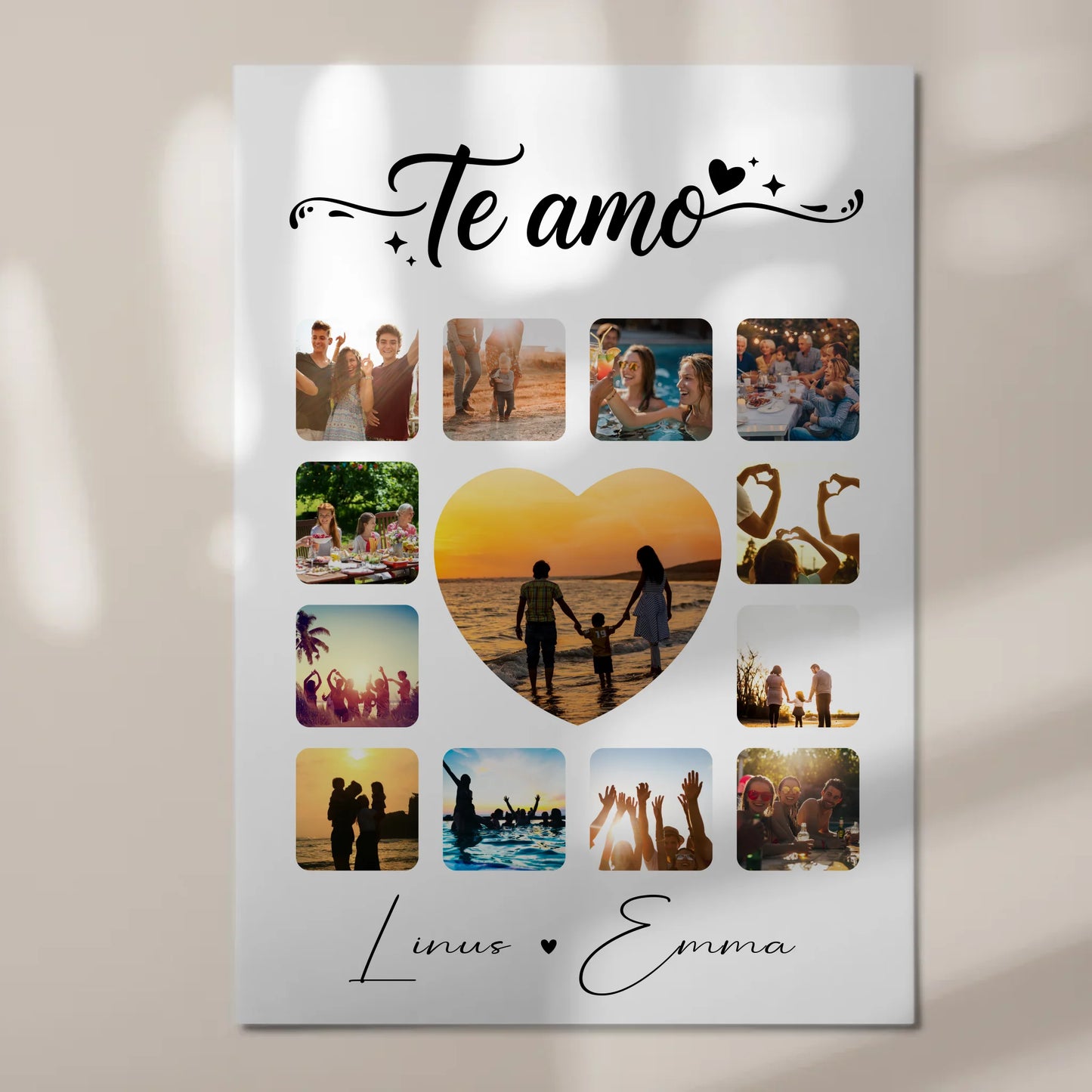 Magnetposter Fotoboard Für Paare 13 Fotos Te amo Liebe auf Spanisch Persönliches Geschenk