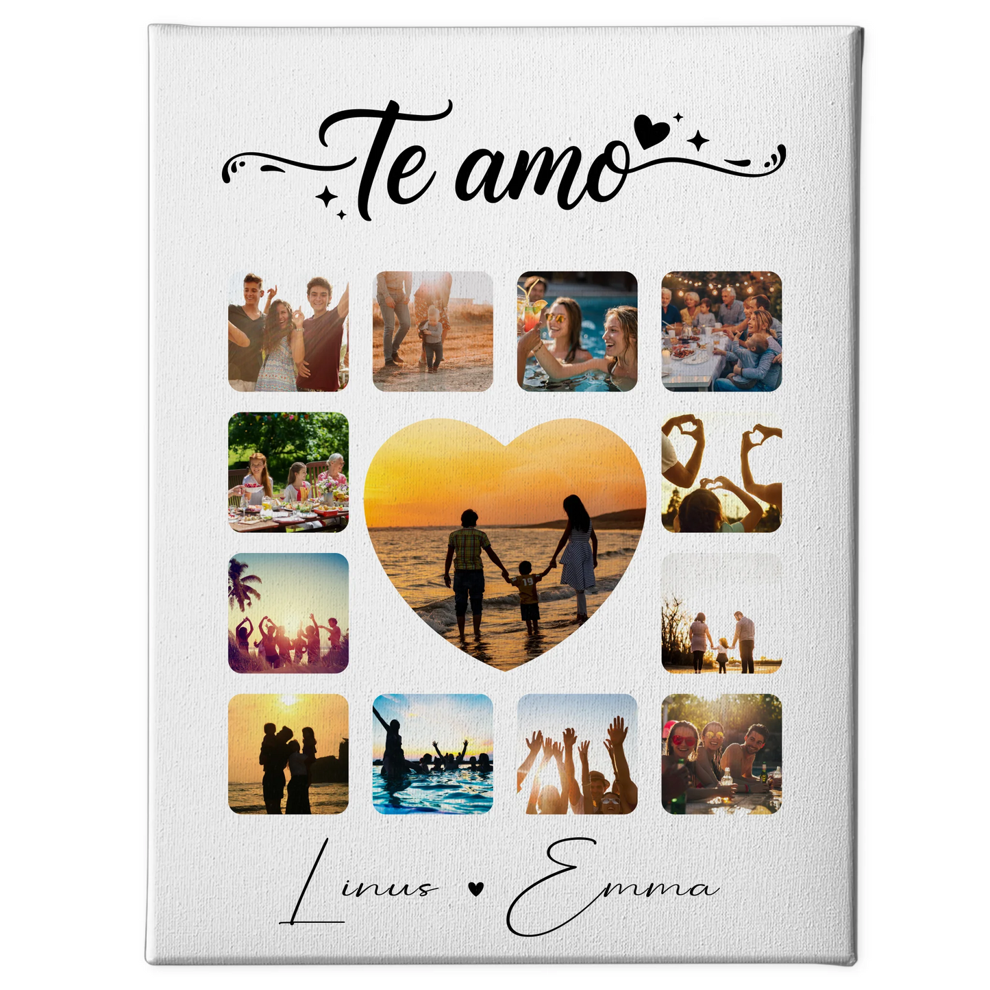 Pärchen Leinwand Für Paare mit 13 Fotos Te amo Liebe auf Spanisch personalisiertes Geschenk 1