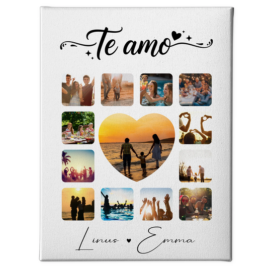 Pärchen Leinwand Für Paare mit 13 Fotos Te amo Liebe auf Spanisch personalisiertes Geschenk 1