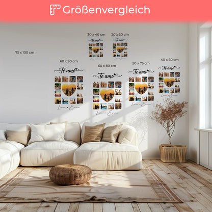 Pärchen Leinwand Für Paare mit 13 Fotos Te amo Liebe auf Spanisch personalisiertes Geschenk 6