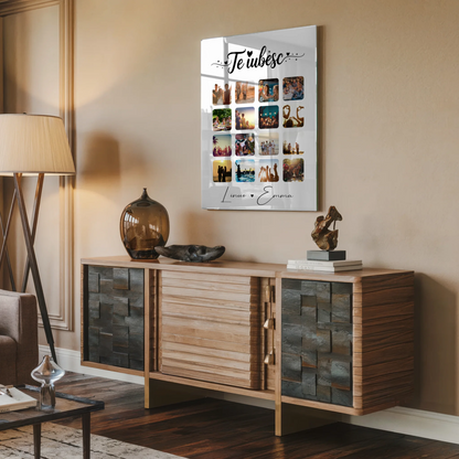 Personalisierte Acrylglas Mit Foto Fotocollage für Paare 16 Fotos Te iubesc Liebe auf Rumänisch Geschenk