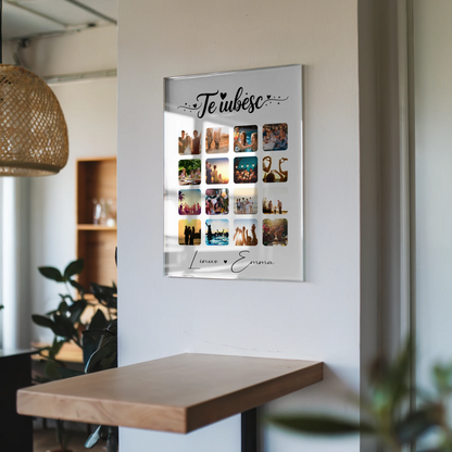 Personalisierte Acrylglas Mit Foto Fotocollage für Paare 16 Fotos Te iubesc Liebe auf Rumänisch Geschenk