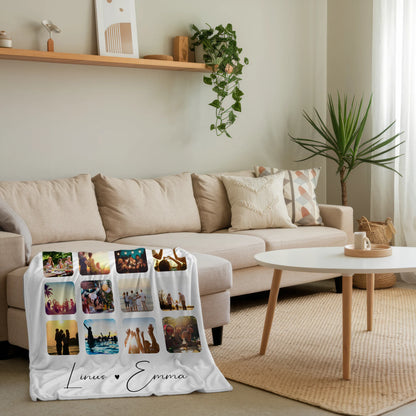 Personalisierte Namensdecke mit Fotocollage für Paare 16 Fotos Te iubesc Liebe auf Rumänisch Geschenk 4