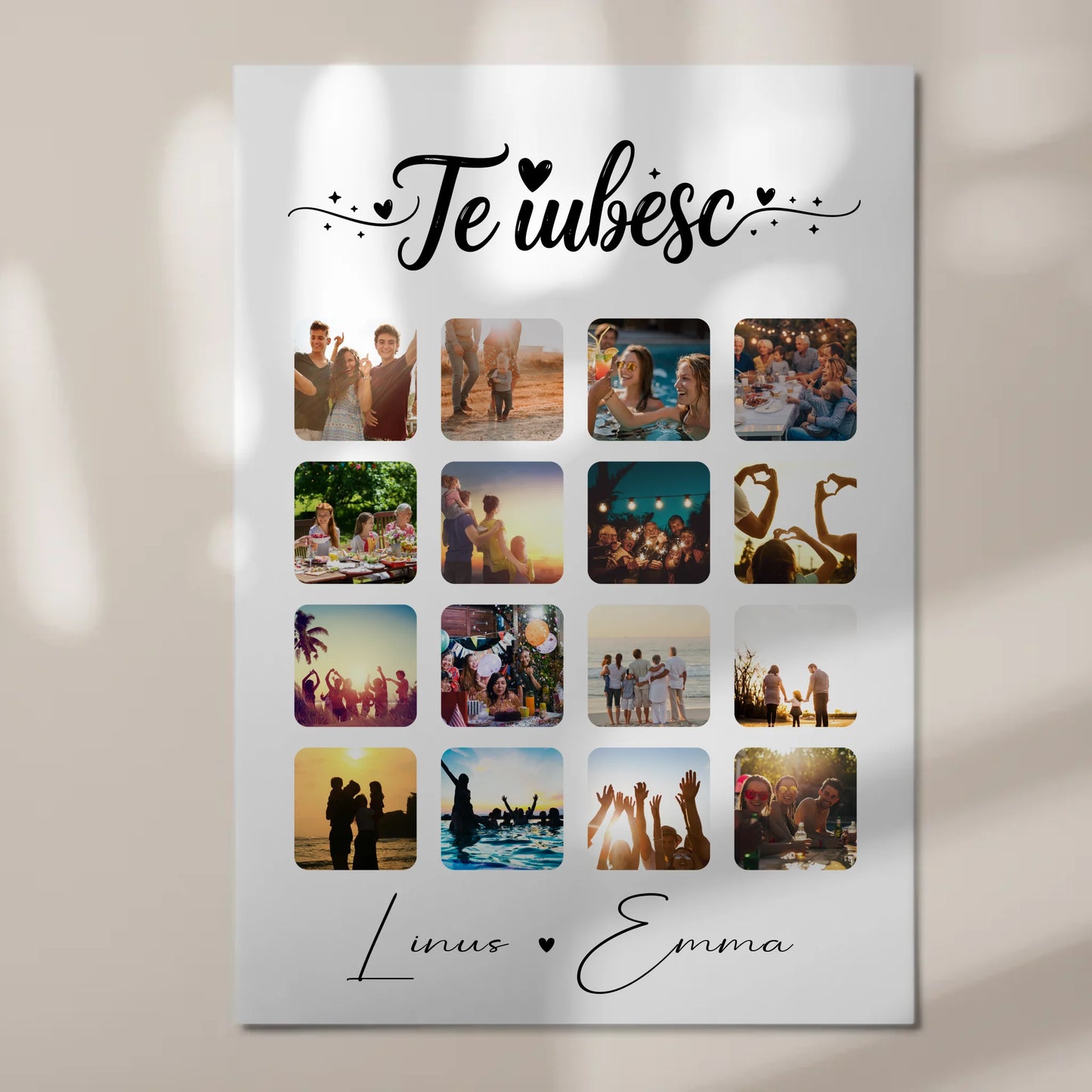 Fotoboard Poster Magnetisch Fotocollage für Paare 16 Fotos Te iubesc Liebe auf Rumänisch Geschenk 7