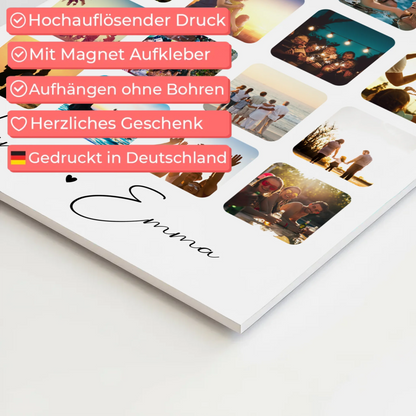 Fotoboard Poster Magnetisch Fotocollage für Paare 16 Fotos Te iubesc Liebe auf Rumänisch Geschenk