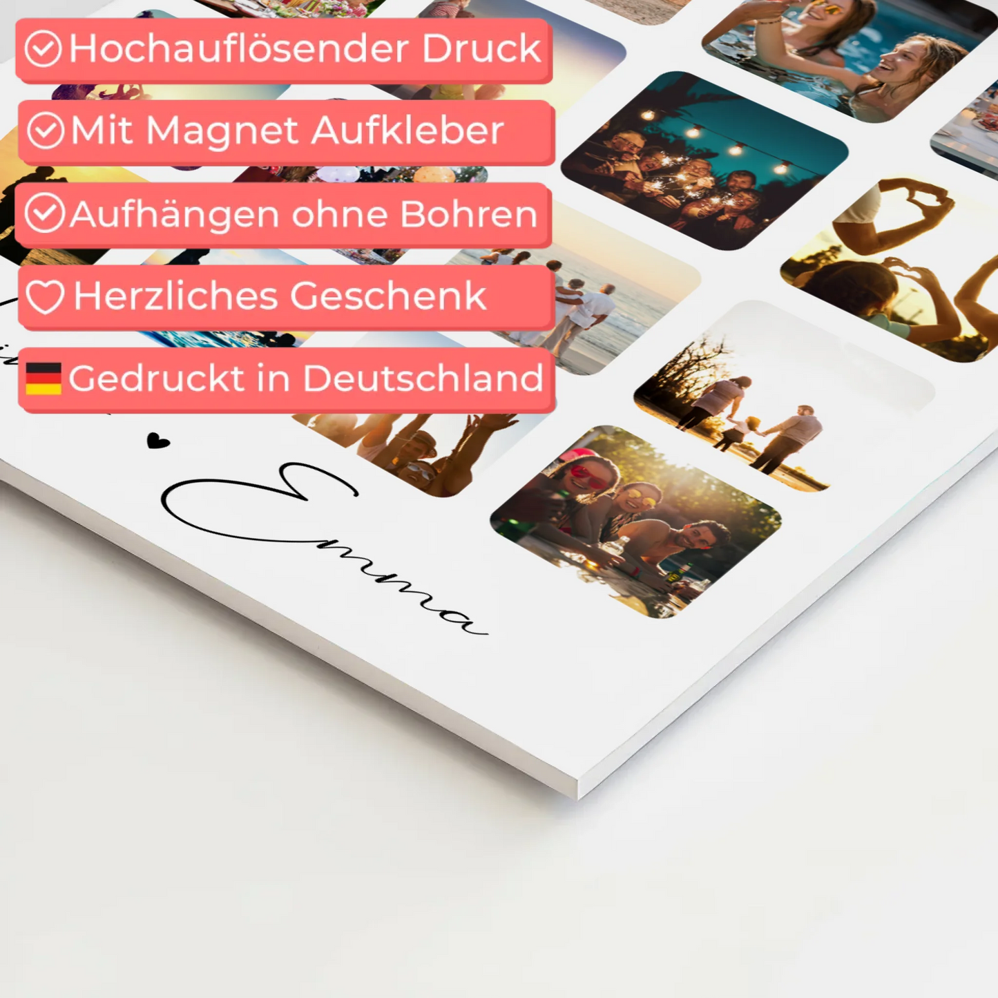 Fotoboard Poster Magnetisch Fotocollage für Paare 16 Fotos Te iubesc Liebe auf Rumänisch Geschenk