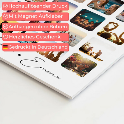 Fotoboard Poster Magnetisch Fotocollage für Paare 16 Fotos Te iubesc Liebe auf Rumänisch Geschenk