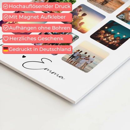 Fotoboard Magnet Poster Paar Fotocollage 9 Fotos Seni seviyorum Liebe auf Türkisch Geschenk personalisiert 10