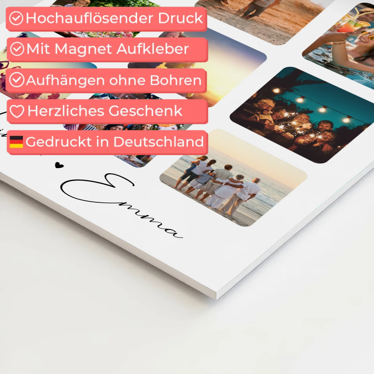 Fotoboard Magnet Poster Paar Fotocollage 9 Fotos Seni seviyorum Liebe auf Türkisch Geschenk personalisiert