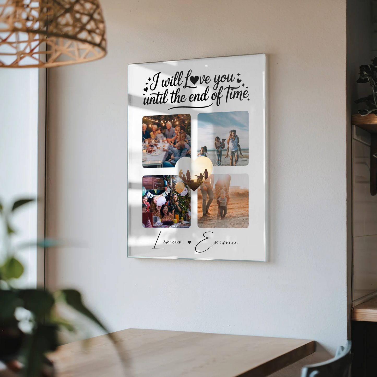 Personalisierte Fotocollage Liebe mit 4 Fotos auf Acrylglas Geschenk Until the End of Time