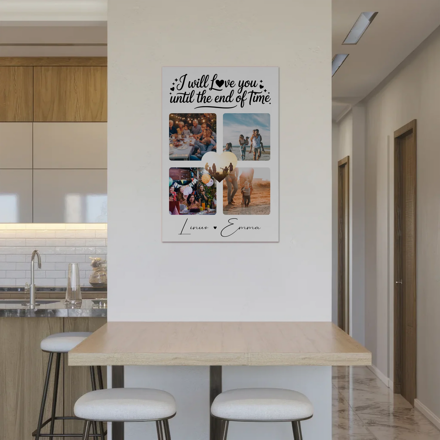 Personalisiertes Fotoboard Poster Magnetisch mit Fotocollage Liebe 4 Fotos Until the End of Time Geschenk 2