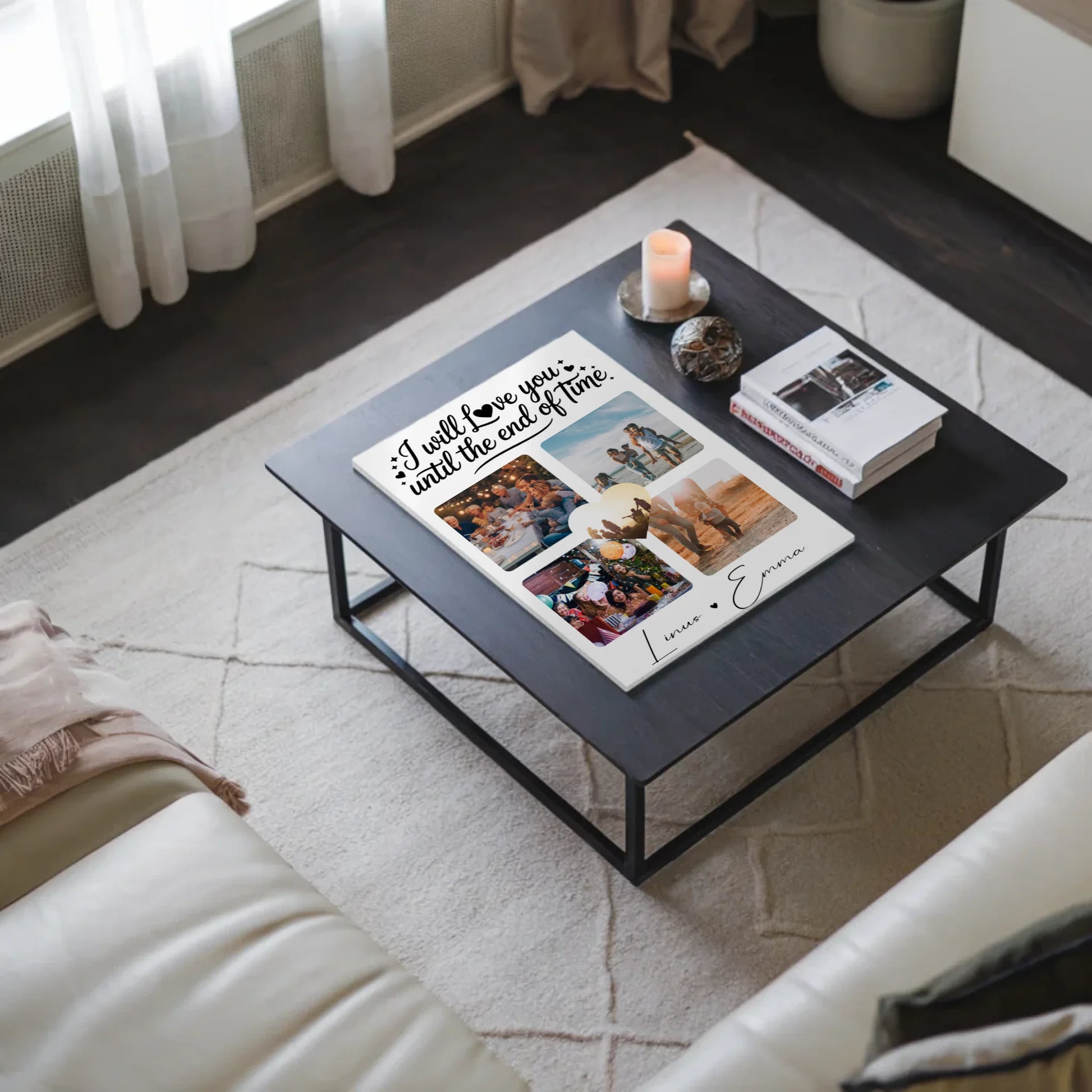 Personalisiertes Fotoboard Poster Magnetisch mit Fotocollage Liebe 4 Fotos Until the End of Time Geschenk 3
