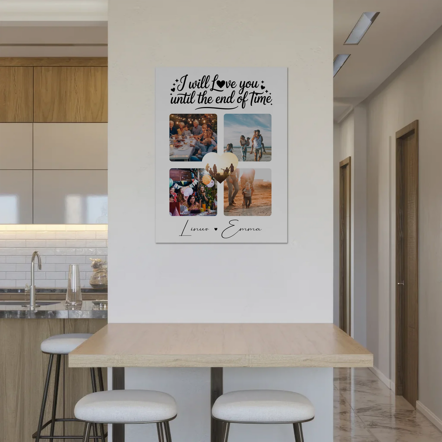 Personalisiertes Fotoboard Poster Magnetisch mit Fotocollage Liebe 4 Fotos Until the End of Time Geschenk
