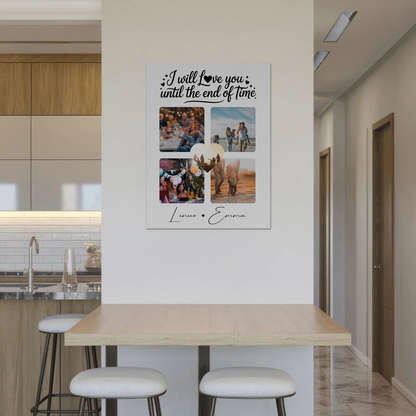 Personalisiertes Fotoboard Poster Magnetisch mit Fotocollage Liebe 4 Fotos Until the End of Time Geschenk