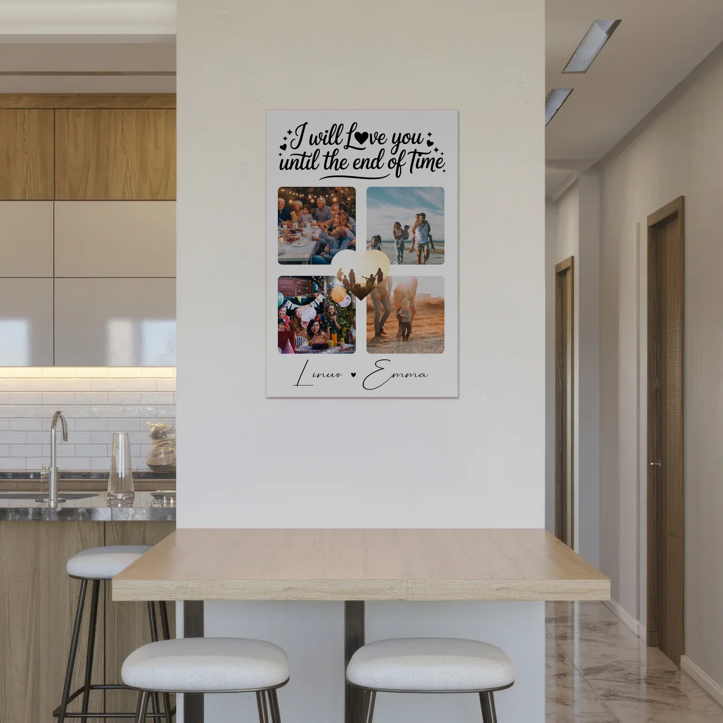 Personalisiertes Fotoboard Poster Magnetisch mit Fotocollage Liebe 4 Fotos Until the End of Time Geschenk