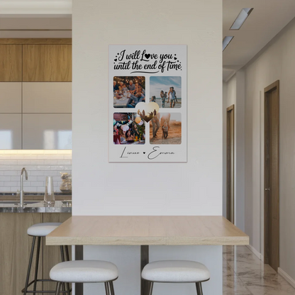 Personalisiertes Fotoboard Poster Magnetisch mit Fotocollage Liebe 4 Fotos Until the End of Time Geschenk