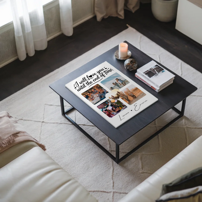 Personalisiertes Fotoboard Poster Magnetisch mit Fotocollage Liebe 4 Fotos Until the End of Time Geschenk