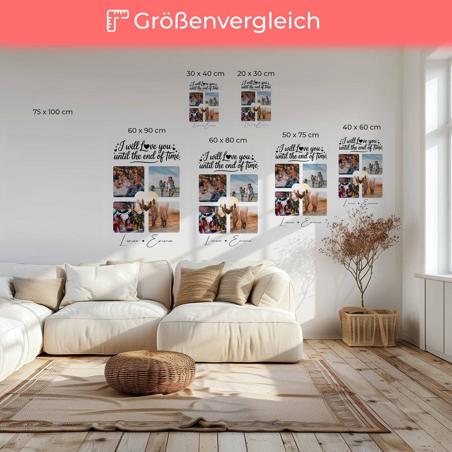 Personalisierte Leinwand Paare mit Fotocollage Liebe 4 Fotos Until the End of Time Geschenk 6