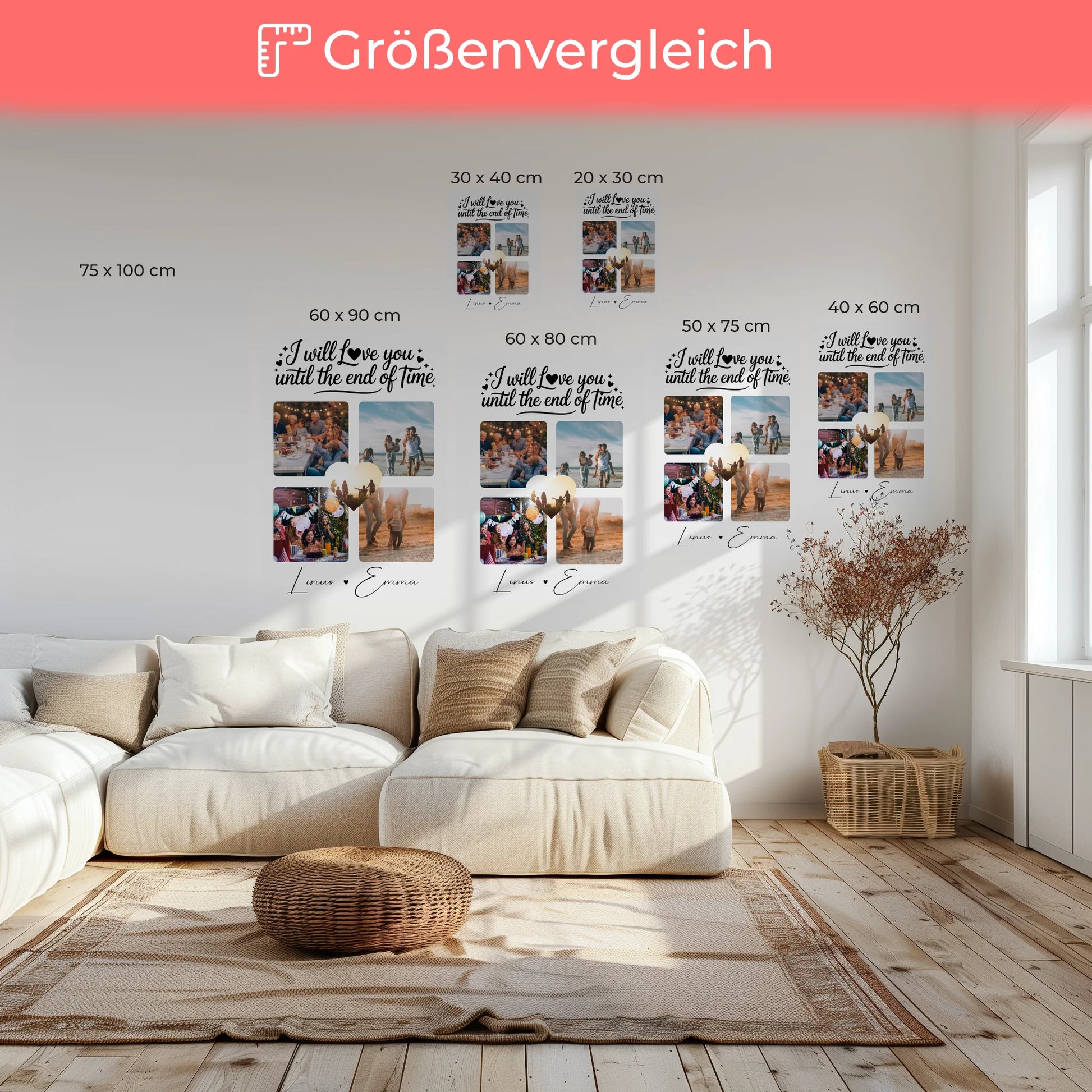 Personalisierte Leinwand Paare mit Fotocollage Liebe 4 Fotos Until the End of Time Geschenk 6