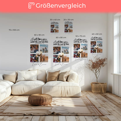 Personalisierte Leinwand Paare mit Fotocollage Liebe 4 Fotos Until the End of Time Geschenk 6