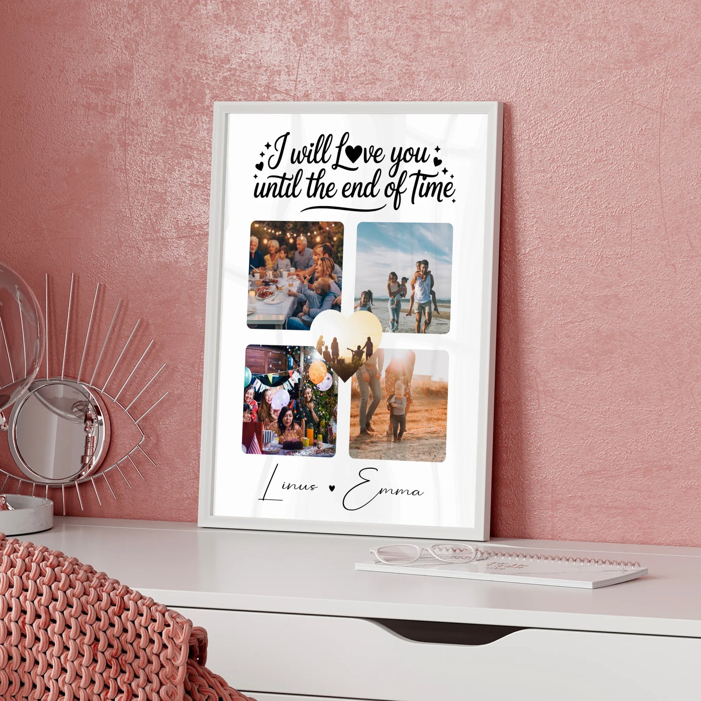 Fotocollage Liebe als Poster Liebe mit 4 Fotos Until the end of time Geschenk