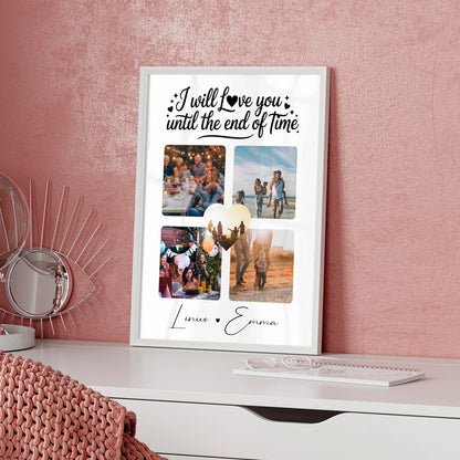Fotocollage Liebe als Poster Liebe mit 4 Fotos Until the end of time Geschenk