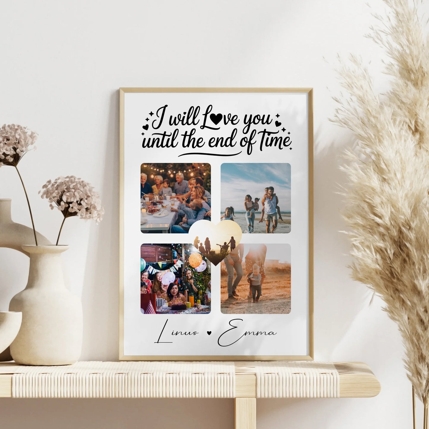 Fotocollage Liebe als Poster Liebe mit 4 Fotos Until the end of time Geschenk