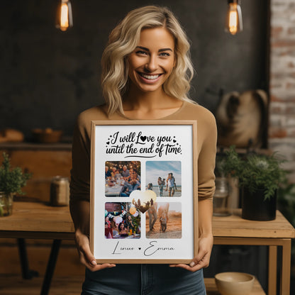 Fotocollage Liebe als Poster Liebe mit 4 Fotos Until the end of time Geschenk