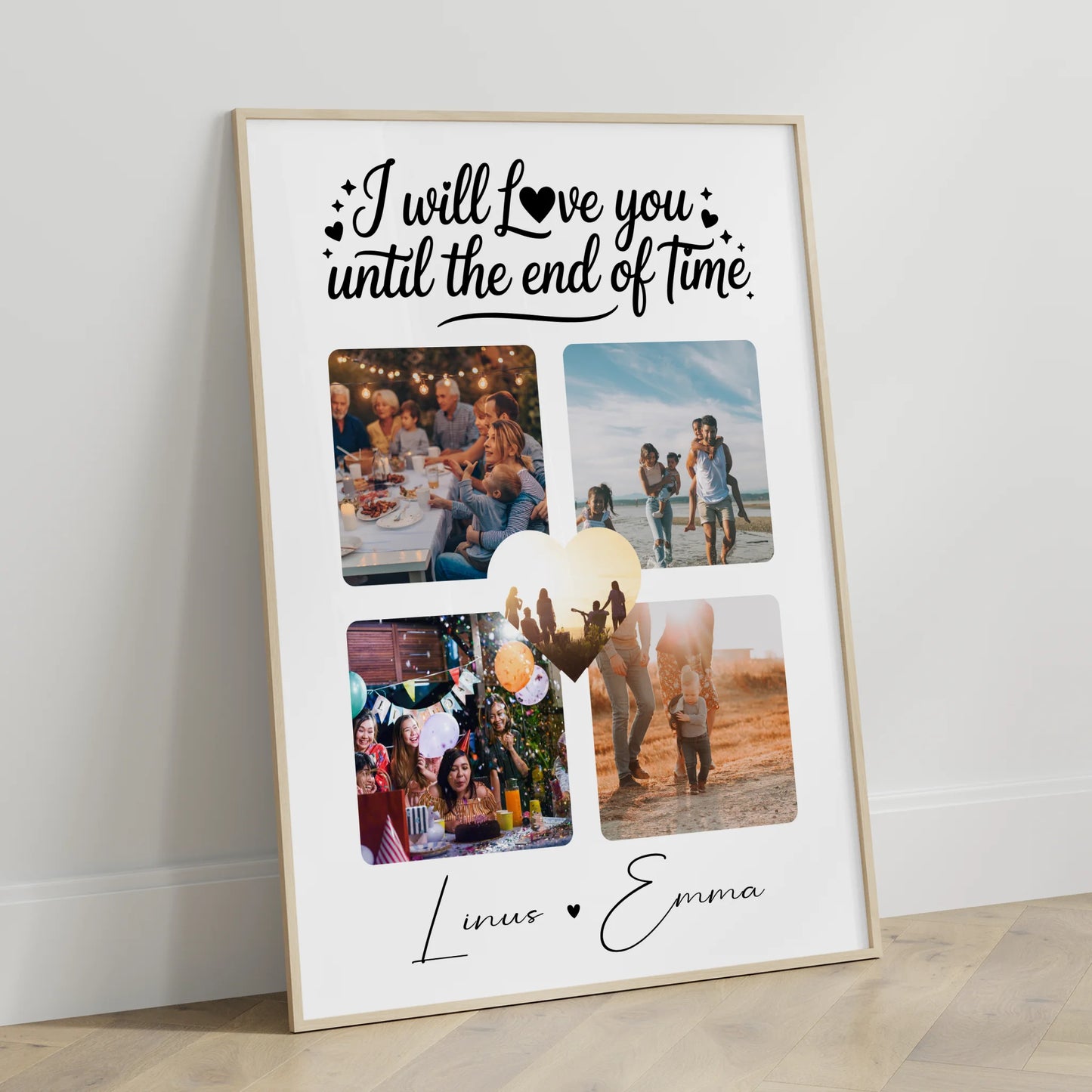 Fotocollage Liebe als Poster Liebe mit 4 Fotos Until the end of time Geschenk