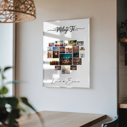 Personalisierte Geschenke Bild Acrylglas Fotocollage 19 Herz Fotos Miluji tě Liebe auf Tschechisch