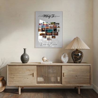 Personalisierte Geschenke Bild Acrylglas Fotocollage 19 Herz Fotos Miluji tě Liebe auf Tschechisch