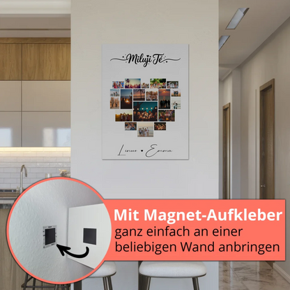 Personalisiertes Fotoboard Magnetisches Wandbild mit 19 Herz Fotos Fotocollage Miluji Tě Liebe auf Tschechisch Geschenk