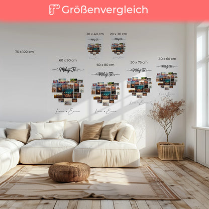 Personalisierte Leinwand Paare mit Fotocollage 19 Herz Fotos Miluji tě Liebe auf Tschechisch Geschenk 6