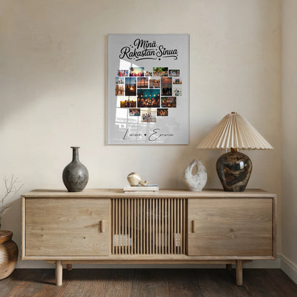 Acrylglas Bild personalisiert Für Paare mit 19 Herz Fotos Minä rakastan sinua Liebe auf Finnisch Geschenk