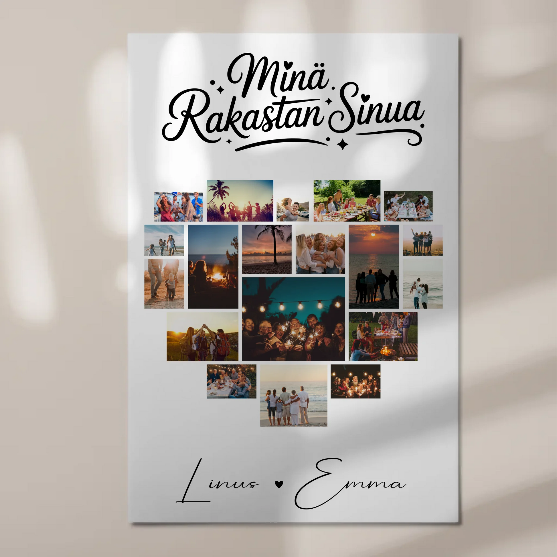 Magnetposter Fotoboard Für Paare 19 Herz Fotos Minä rakastan sinua Liebe auf Finnisch Geschenk 1