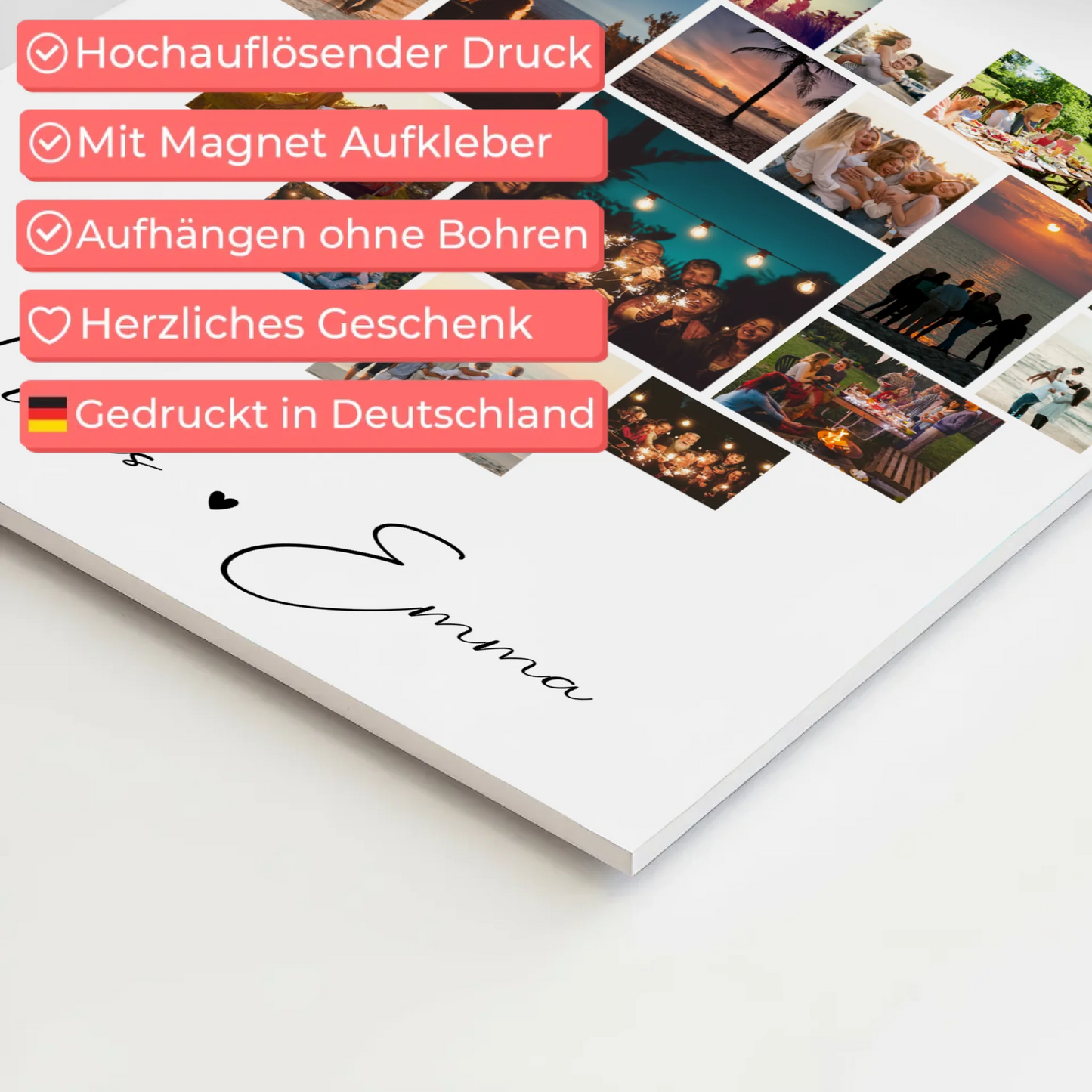 Magnetposter Fotoboard Für Paare 19 Herz Fotos Minä rakastan sinua Liebe auf Finnisch Geschenk 4