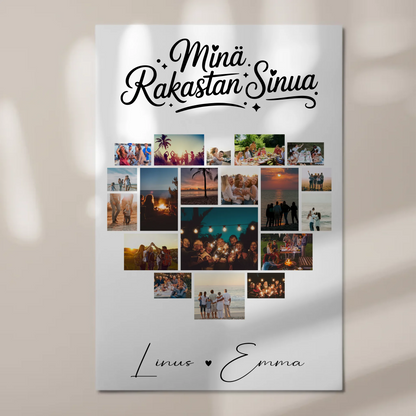 Magnetposter Fotoboard Für Paare 19 Herz Fotos Minä rakastan sinua Liebe auf Finnisch Geschenk