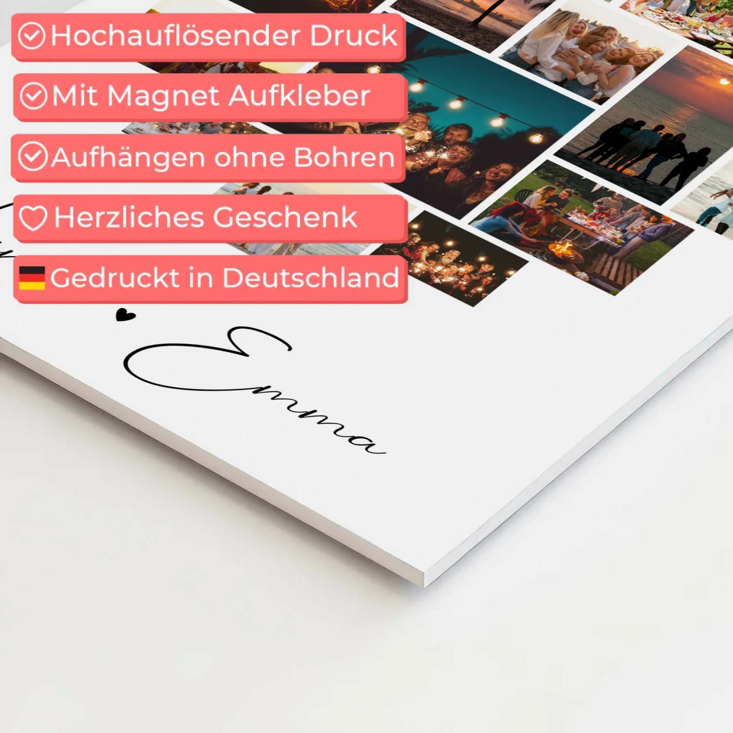 Magnetposter Fotoboard Für Paare 19 Herz Fotos Minä rakastan sinua Liebe auf Finnisch Geschenk