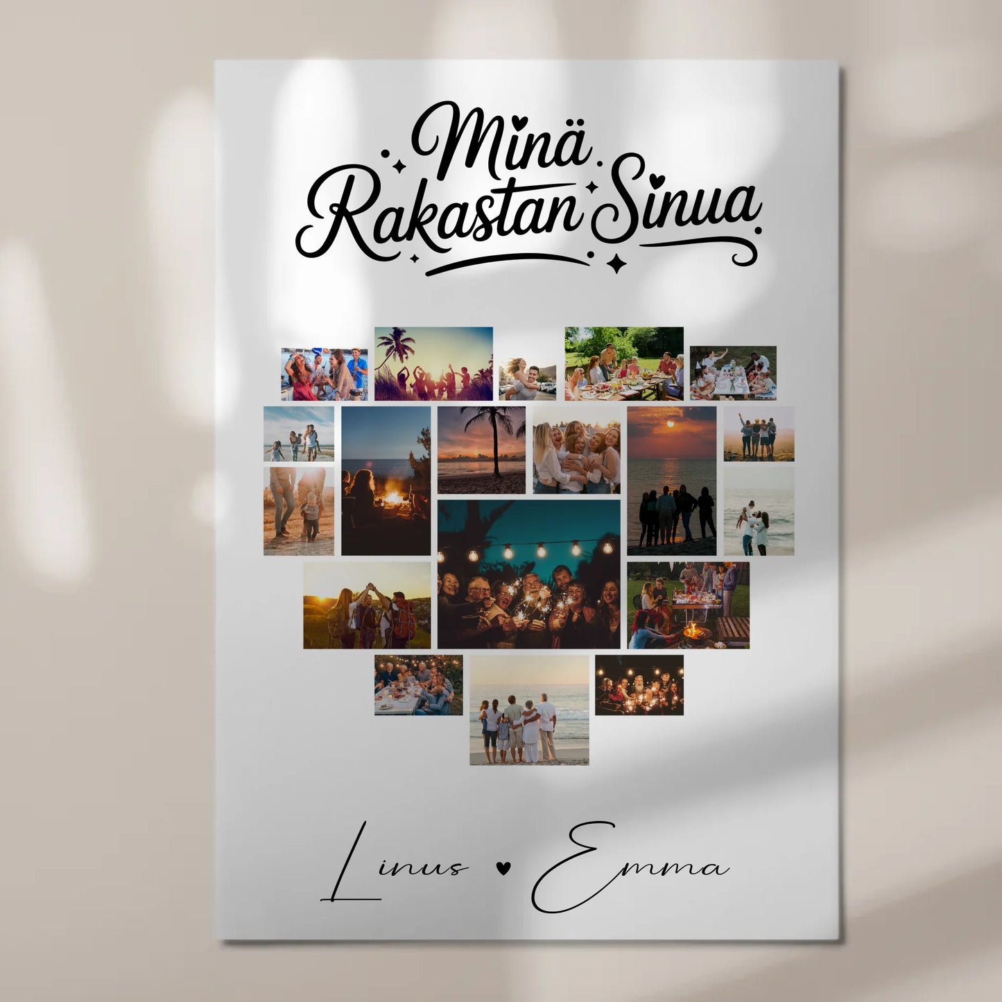 Magnetposter Fotoboard Für Paare 19 Herz Fotos Minä rakastan sinua Liebe auf Finnisch Geschenk