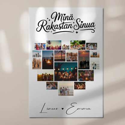 Magnetposter Fotoboard Für Paare 19 Herz Fotos Minä rakastan sinua Liebe auf Finnisch Geschenk