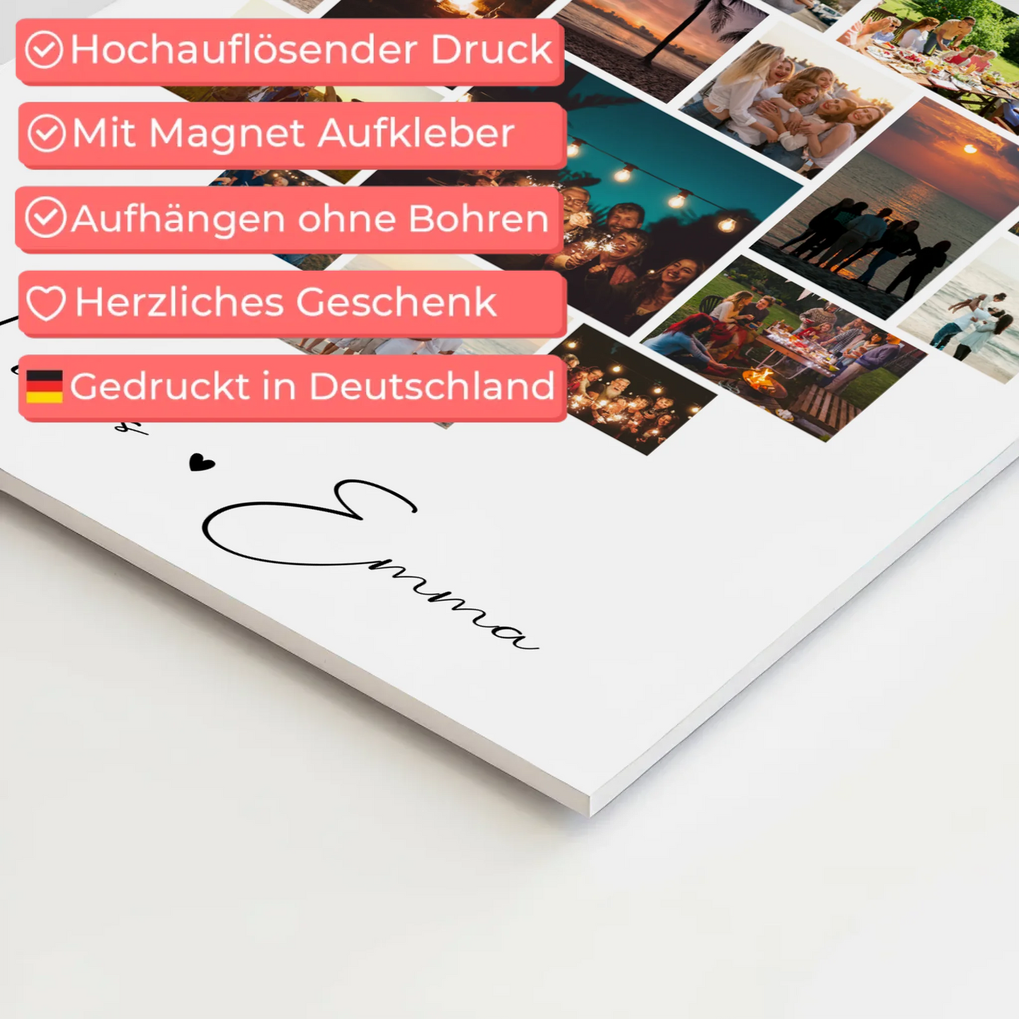 Magnetposter Fotoboard Für Paare 19 Herz Fotos Minä rakastan sinua Liebe auf Finnisch Geschenk