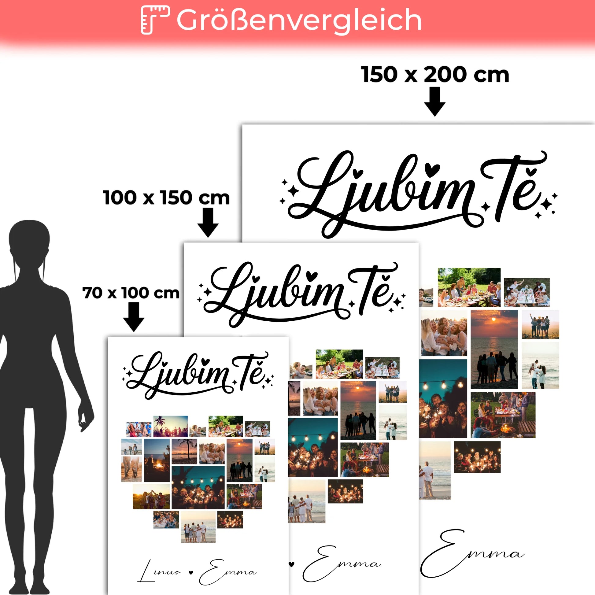 Personalisierte Kuscheldecke Mit Namen Und Motiv Fotocollage für Paare 19 Herz Fotos Ljubim te Liebe auf Slowenisch Geschenk 5
