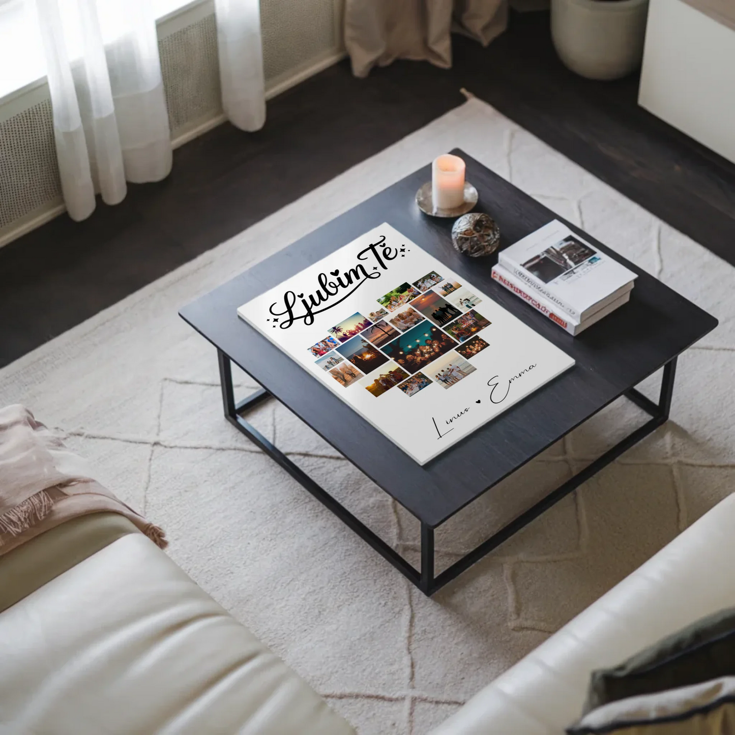 Personalisiertes Wandbild Fotocollage für Paare mit 19 Herz Fotos Ljubim te Liebe auf Slowenisch Geschenk