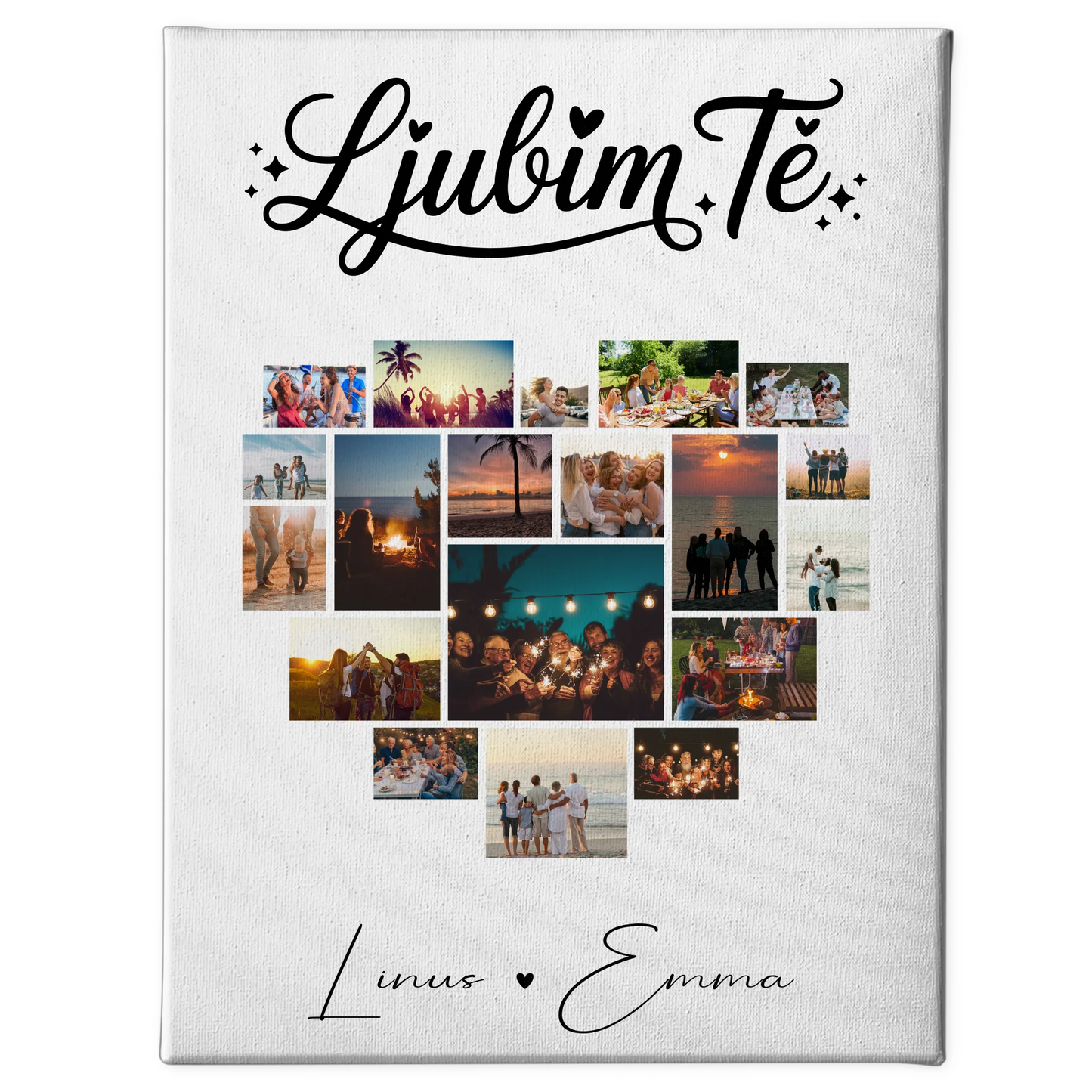 Personalisierte Leinwand Für Paare mit Fotocollage für Paare 19 Herz Fotos Ljubim te Liebe auf Slowenisch Geschenk 1
