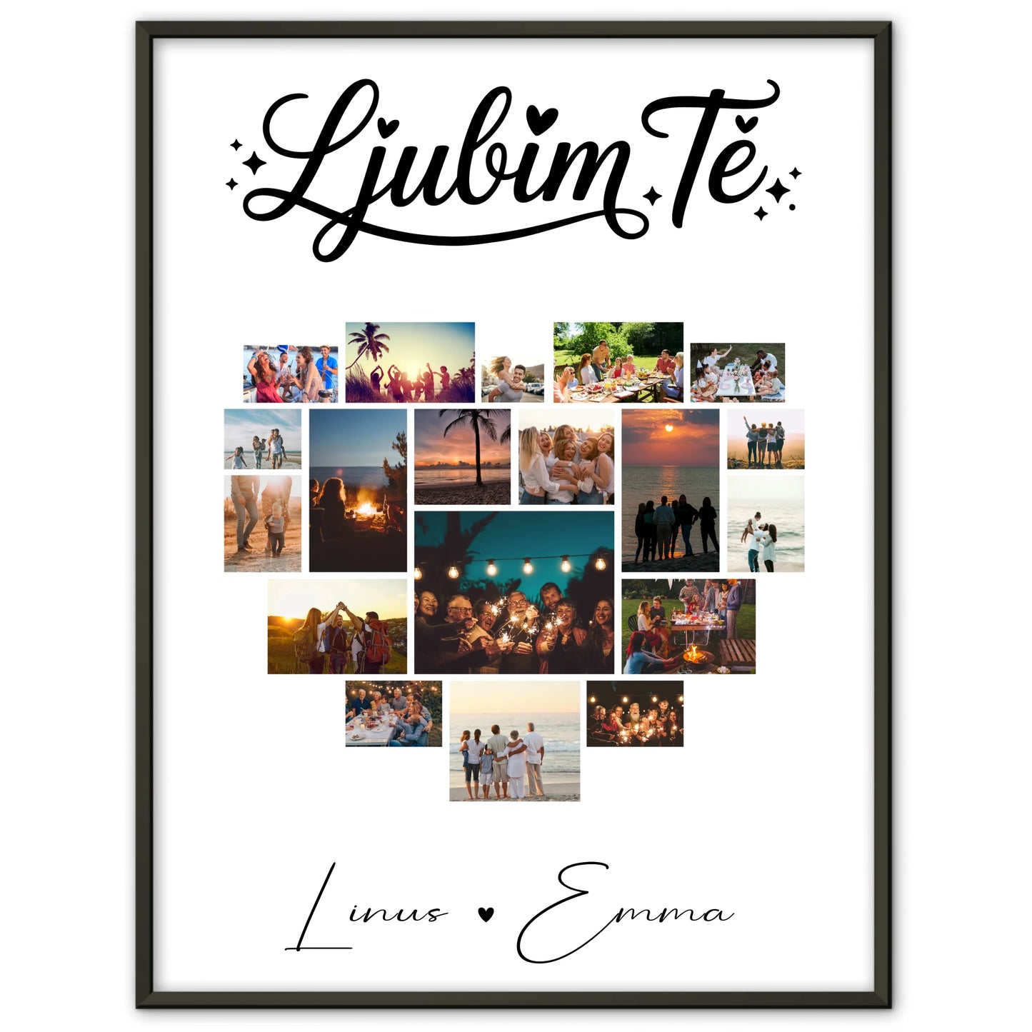 Geschenk Poster Personalisiert Liebe Fotocollage Paare 19 Herz Fotos Ljubim te Slowenisch