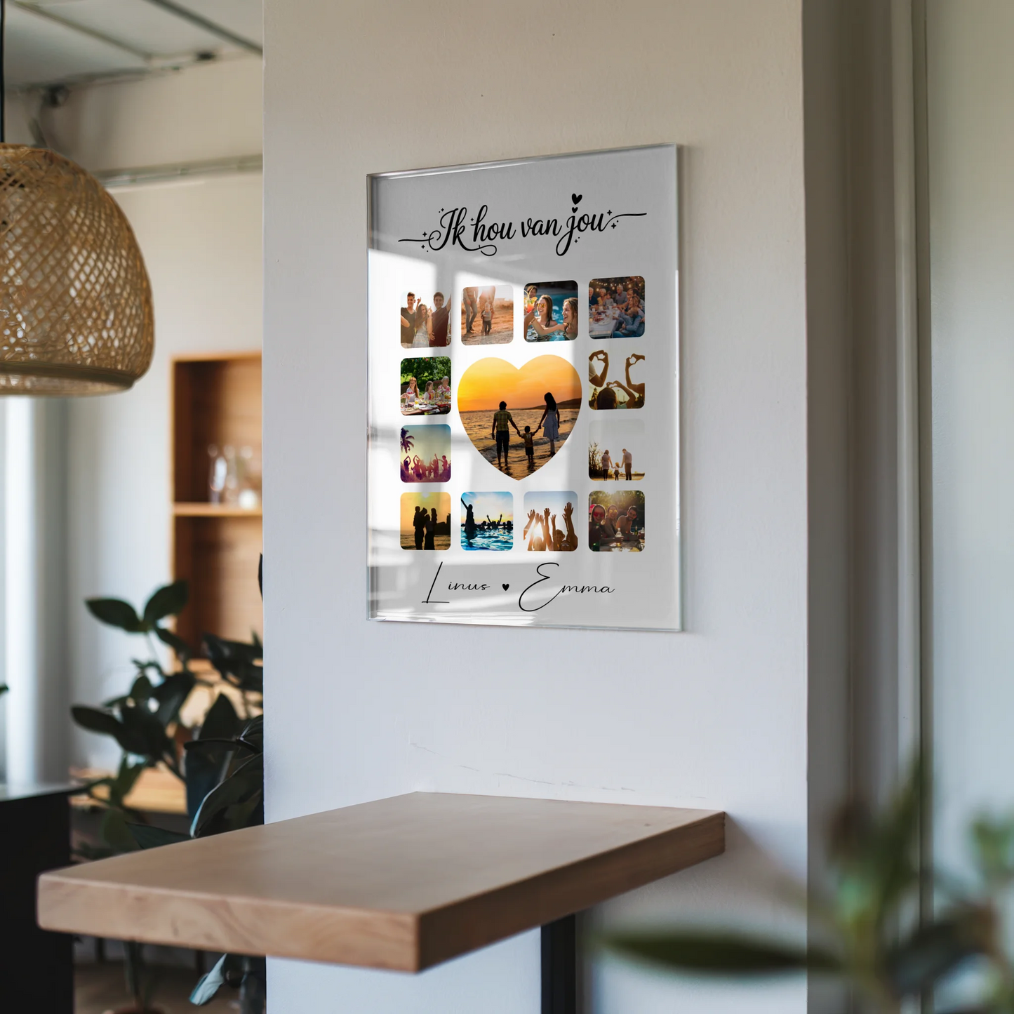 Personalisierte Geschenkideen mit Foto Mit Acrylglas und Paar Fotocollage 13 Fotos Ik hou van jou Liebe auf Niederländisch