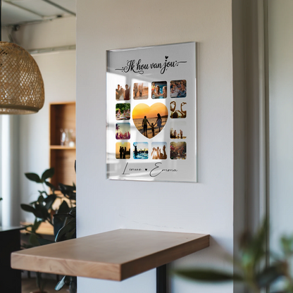 Personalisierte Geschenkideen mit Foto Mit Acrylglas und Paar Fotocollage 13 Fotos Ik hou van jou Liebe auf Niederländisch