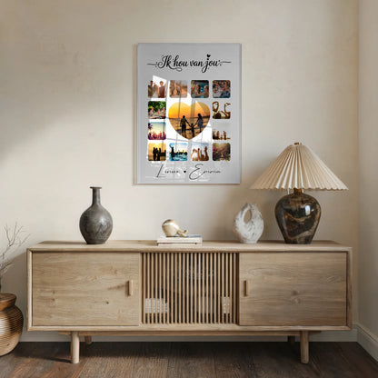 Personalisierte Geschenkideen mit Foto Mit Acrylglas und Paar Fotocollage 13 Fotos Ik hou van jou Liebe auf Niederländisch