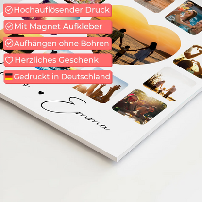 Personalisiertes Fotoboard Magnet Wandbild mit Paar Fotocollage 13 Fotos Ik hou van jou Liebe auf Niederländisch Geschenk 4